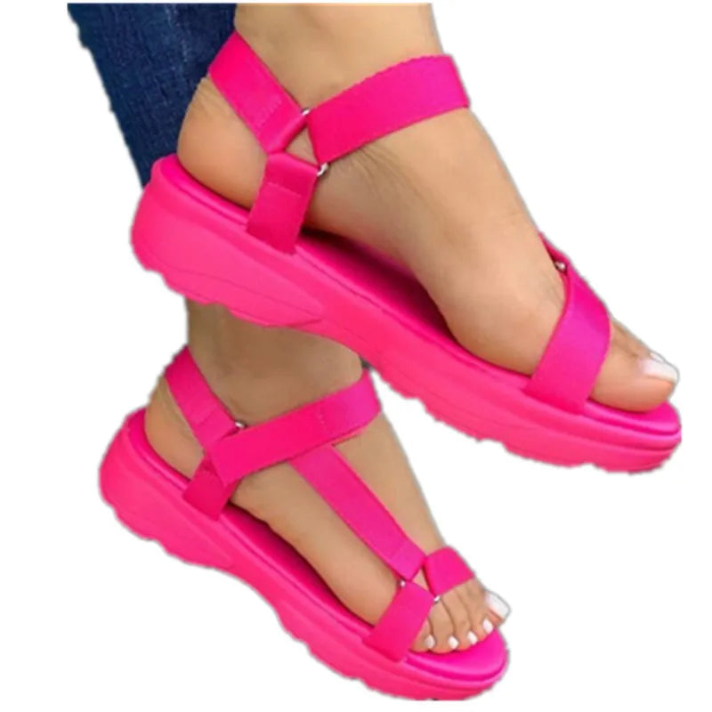 Beach Shoes Woman 2024 Summer Sandals Woman Non-Slip Casual Multi Color Shoes Fashion Solid Open Toe Sandals Daily Comfortable